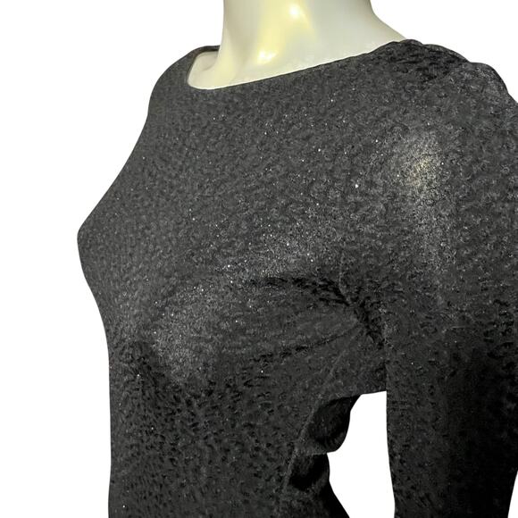 Windsor Black Sparkle Bodycon Mini Dress Open Back 3/4 Sleeve Party Small - Picture 7 of 8